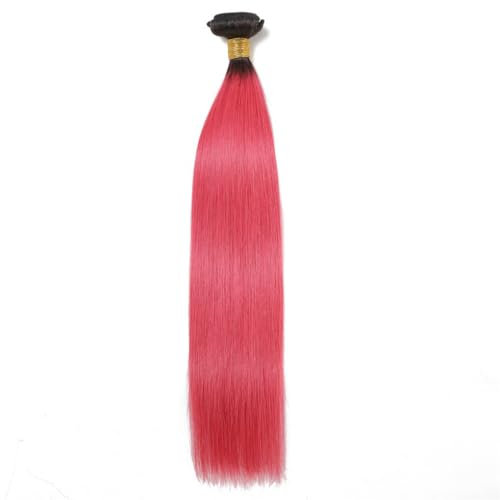 Extensiones De Cabello Humano De Color Rojo Y Rosa, Pelo Liso Ombré, 1/3 Mechones, Extensiones De Cabello Remy Tejido De Vino Tinto