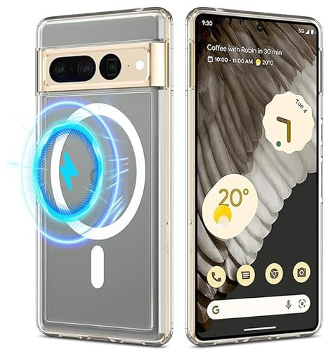 Yoedge Transparent Magnetisch Handyhülle für Google Pixel 7 Pro 5G Hülle, Durchsichtige Case Kompatibel mit MagSafe, Dünn Silikon TPU Stoßfest Kratzfeste Rutschfeste Schutzhülle für Google Pixel 7 Pro