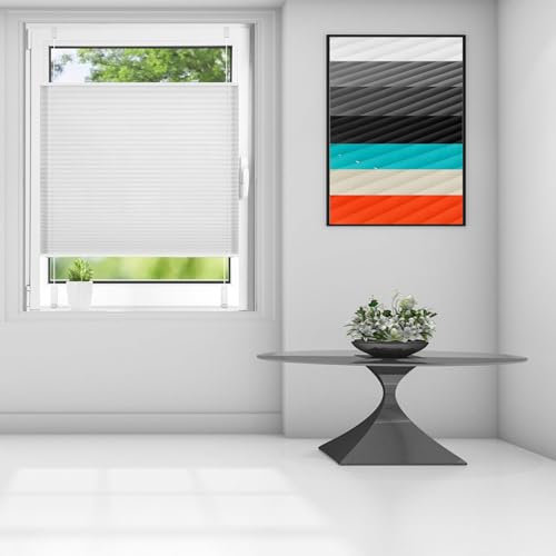 Blinds Custom Pleated Blind 115 x 220 cm Blackout Thermal Clip on Blinds Stick on Blinds Easy-to-Hang For Windows Doors Shades, White