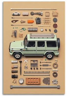 Vintage Off Road SUV Poster G500 Green Hardline Outdoor Auto Dekorative Malerei Leinwand Kunst Bild 30 x 45 cm