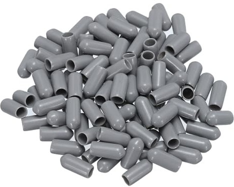 QUARKZMAN 100Stk Gummi-Endkappen 6mm(1/4) ID Vinyl PVC Rundrohr Bolzenkappe Abdeckung Schutzvorrichtungen für Schraubengewinde Grau