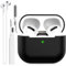 BEAUDOM Silikon Hülle Case für Airpods 3 [Front-LED Sichtbar] [Kabelloses Laden] mit Airpods Reinigungsstift und AirPods Halteband Kompatibel mit Airpods 3. Generation (Schwarz)