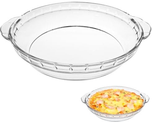 DOERDO – Assiette à tarte ronde en verre de 20,3 cm avec poignées – Moule à tarte transparent pour gâteaux au fromage