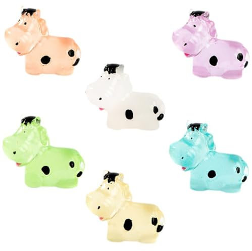 Toddmomy 6St entzückende Kuh Mini-Kuh-Ornamente Feengartenkuh Cute deko Cute Decor im Dunkeln leuchtende Kuh Kuh-Modellierstatuen Tiere Skulptur Harz Kuh Dekorationen