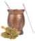 Yitobici Taza mate, juego de tazas de té mate, con pajita y cepillo de limpieza, diseño con aislamiento de doble pared, para té mate (vetas de madera).