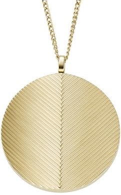 FOSSIL Women's goldfarbene Edelstahlkette mit Karabinerverschluss Runde Halskette mit Anhängern, Buttergoldton