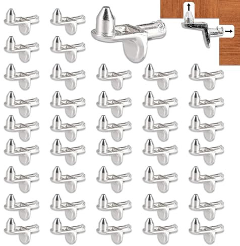 Zamety 40 Pièces Taquets pour Étagères 5mm Support Etagere Alliage de Zinc Taquet Etagere Fixation Étagère Forme de L Taquets D'étagère pour Rangement, Meubles et Armoires