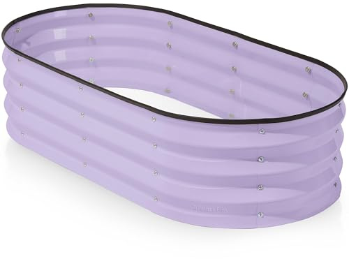 Camas de jardín galvanizadas elevadas para exteriores, 4 x 2 x 1 pies para jardinería, verduras, flores, caja grande de metal para jardín (lavanda)