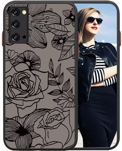 POUHYE Handyhülle für Samsung Galaxy S20 Hülle, Weiche Silikon Stoßfeste Schutzhülle Case, Matte durchsichtige Anti-Kratzer PC Rückseite Volle Kamera Schutzabdeckung 3D Rose Muster Print Design