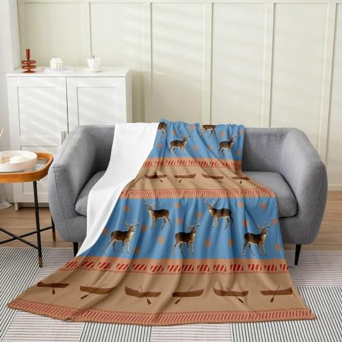 Kuscheldecke Flauschig REH 3D Decke 100x135 Ländlich Wohndecke Retro Weich und Warme Flanell Fleecedecke für Sofadecke Couchdecke Tagesdecke m9906