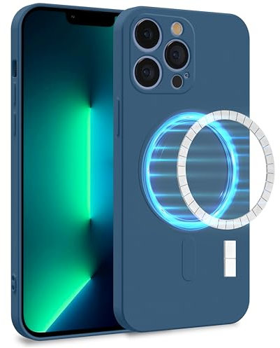 MyGadget Funda [ Compatible con MagSafe ] para Apple iPhone 13 Pro en Silicona TPU - Carcasa de Doble Capa - Case Resistente Antigolpes y Anti choques - Azul Oscuro