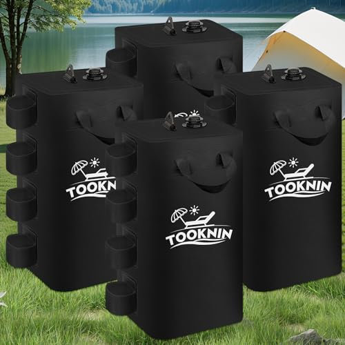 TOOKNIN Wassergewichtstasche, 100 kg, Gewicht für Pavillon, robuste Beingewichte für Pop-Up-Vordächer, Outdoor-Unterschlupf, Regenschirm, Poolleiter, 4er-Set, Schwarz