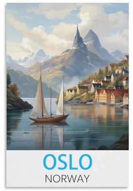 HSAYYIII Oslo, Norwegen, Vintage-Reiseposter, 20 x 30 cm, Leinwand-Kunst, Poster und Wandkunst, Bild, Druck, Schlafzimmer-Dekor