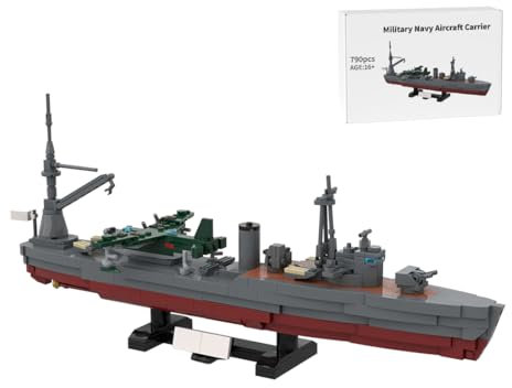 BuildCubes 1/300 Technik Schiffe Militär Bausatz, MOC Militär Flugzeugträger Bausteine, 790Teile Technik Kriegsschiffe Klemmbausteine Konstruktionsspielzeug Geschenk für Erwachsene