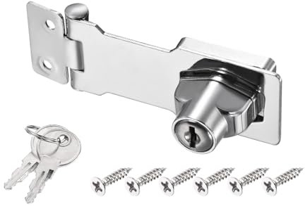 PATIKIL Keyed Hasp Locks, 3 Inch Twist Knob Locking Hasp Lock Metal Safety Hasp Latches for Cabinet Small Door, Keyed Different, Silver