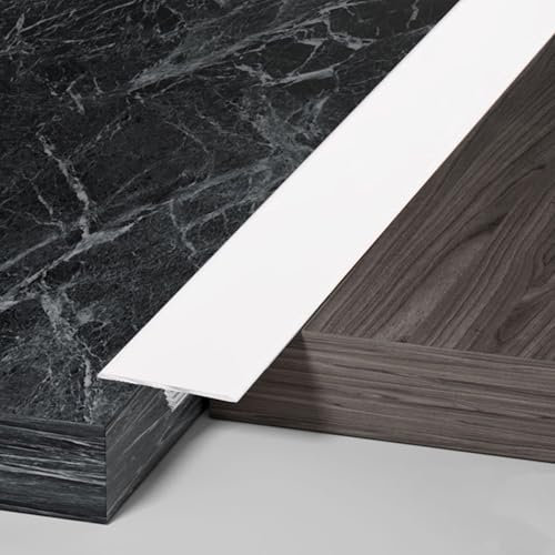 White Aluminum T Molding Floor Transition Strip, Wood to Tile Seam Strips Door Threshold Bar for Doorways, Waterproof Floor Gap Cover Edging Trim(150cm (59))