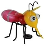 Holzwurm Dekofigur Käfer Biene Katze Maus Schnecke Kuh, Eule aus Metall mit Magnetfuß, Gartenfigur, Metallfigur, Blechfigur (Mücke Bunt)