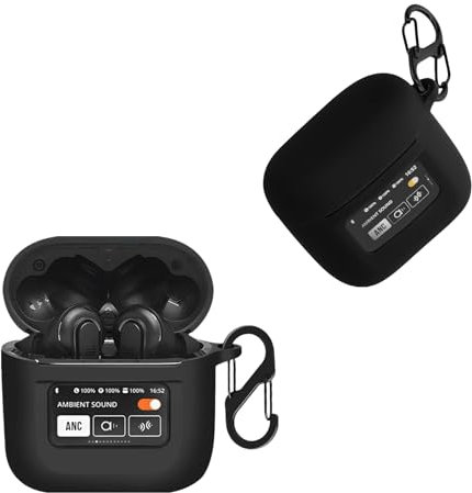 CONAPIKA Hülle für JBL Tour Pro 2 mit karabiner, Voller Schutz Silikon Earbuds Schutzhüllen Haut Case Ultra-dünnes Weiches Stoßfeste wasserdichte Unterstützt Kabelloses Laden Kopfhörer Abdeckung
