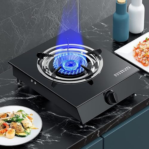 MOZ4dxy Cuisinière à gaz cuisinière à gaz Table de Cuisson en Verre Noir Portable cuisinière de Cuisine, idéale for la randonnée Camping Pique-Nique cuisinière à gaz en Plein air