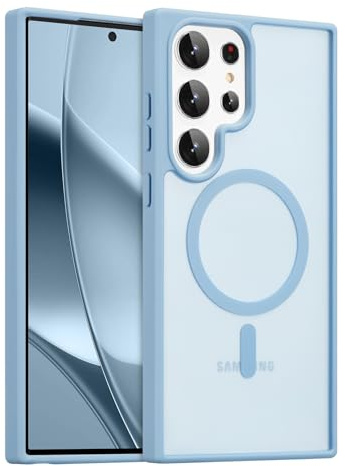 RALEAVO Magnetisch Hülle für Samsung Galaxy S23 Ultra, Blau | Für Samsung Galaxy S23 Ultra Kompatibel mit MagSafe Magnetisch Hülle, Transluzente Matt Stoßfest Schutz Dünn Hülle
