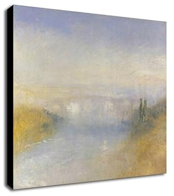 A River Seen from a Hill by J.M.W. Turner Art Print - Wrapped Framed Canvas Wall Art (30 x 30 inch / 76cm x 76 cm)