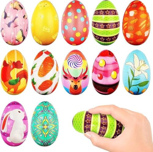 12 Stück Ostereier, Easter Eggs, Anti Stress Ostereier Bunt Toy, Ostergeschenke Kinder (JYCD-122)