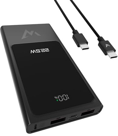 Wonder Power - Batterie Externe 10 000 mAh Compacte – Affichage LED – Charge Rapide 22,5 W – Double Port USB-A/USB-C – Design Léger et Fin – Compatible Smartphones, Tablettes et Appareils Mobiles