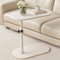 C Shaped End Table, Side Table for Sofa, End Table for Living Room, Adjustable Height TV Tray, Swivel Couch Side Table That Slides Under (White)