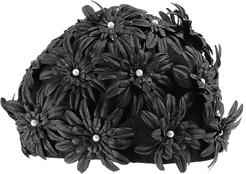 UPKOCH 3 Piezas Tapa De Natación De Flores Impermeable Sombrero De Natación De Las Mujeres Nadadores Damas Capas De Piscina Vintage Floral Gorro De Baño Gorro De Natación Brocado Negro