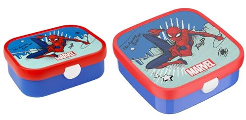 Mepal – Bento Brotdosen klein & groß Campus | Lunchboxen-Set für Kinder | Inklusive auslaufsicheren Bento-Fächern & Gabeln | Meal Prep Boxen | 750 ml + 1250 ml | Spiderman