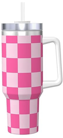 ZSUUGJ Vaso aislado de 40 onzas con asa y tapa con popote, taza de café, botella de agua reutilizable, ideal para coche, trabajo, regalo