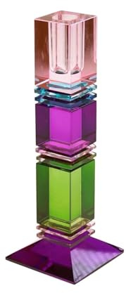 degawo Kerzenleuchter Glas Mehrfarbig Eckig Deko Wohnaccessoire B Ware Leicht Schief 22cm