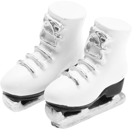 Puppen-Rollschuhe – realistische weiße Schlittschuhe aus Kunstharz, Puppen-Eislaufschuhe, Miniatur-Zubehör, Rollschuhe, Wintersportschuhe, für Spielhaus-Dekoration, Sammlerstück-Dekoration
