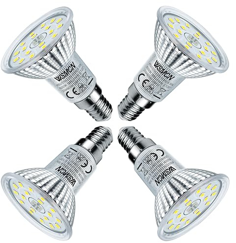 WSMCN E14 LED Lampen Kaltweiß, 4,9W Ersetzt 75W Halogen Glühlampe, 4er-Pack, 6000K 585lm Birne Leuchtmittel, Nicht Dimmbar Strahler Glühbirnen, AC 230V Lichtwinkel 120° Flimmerfrei R50 Reflektorlampen