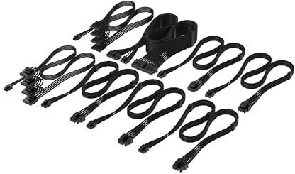 Corsair Elite Premium Kit Profesional de Cables de PSU Type 5 en Funda Individual – Diseño Paracord de Malla de Triple Capa, Compatible con PSU Type 5 – Negro
