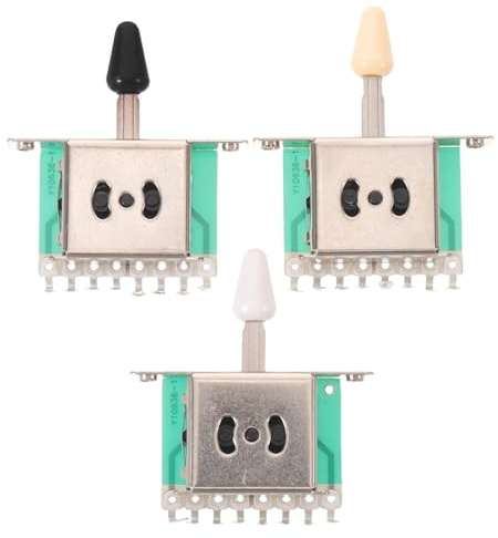 Selector de Pastillas de Guitarra Eléctrica 5 Posiciones 3piezas | Metal y Plástico, Instalación Rápida, Alta Sensibilidad, Opciones Sonoras Versátiles y Ajuste Preciso