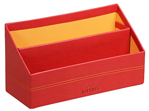 Rhodia 318943C Briefablage (10 x 25 x 31 cm, ideal für Ihre Organisation, Kunstleder, elegant, praktisch) 1 Stück, mohnrot