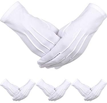 Sumind Uniformhandschuhe, Elastan, 4 Paar Handschuhe, Handschuhe für Herren, Polizei, Smoking, Wachparade, Kostüm - Weiß -