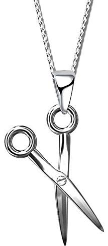 Damen Kette mit Anhänger echt 925 Sterling Silber Kinder Frauen Mädchen Halskette Friseur Schere A50Ko + 40cm