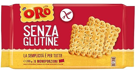Oro Saiwa senza Glutine, Biscotti Secchi e Leggeri con più Gusto della Tradizione, Formulato per Persone Intolleranti al Glutine, 200g (6 monoporzioni da 33,33g)
