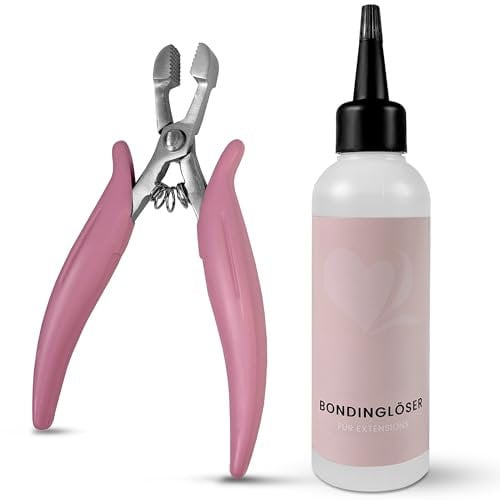 hair2heart Kit para remover extensiones de cabello con pinzas y disolvente para un fácil retiro de extensiones de queratina y cinta - Fórmula a base de alcohol