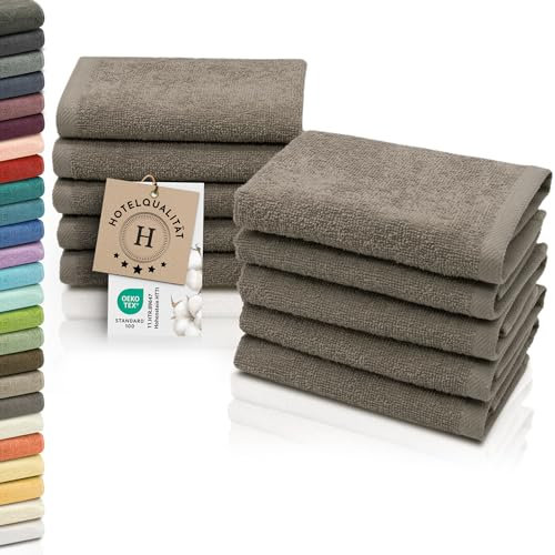 ZOLLNER 10er Set Seiftücher - weiche und saugstarke Waschlappen - waschbar bis 95°C - Baumwolle - 30x30 cm in Fango