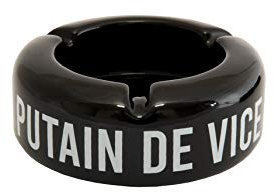 FISURA - Schwarzer Aschenbecher mit der Aufschrift p*tain de vice. Aschenbecher lustig mit lustigen Sprüchen. Aschenbecher keramik. Maße: 10 x 10 x 4 Zentimeter.