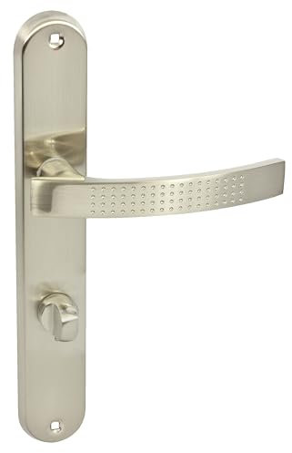 domino Türgriff 78 Drückergarnitur WC - Badezimmer Set Links & Rechts Türbeschlag für WC/Badezimmertüren L-Form Türbeschläge aus Aluminium Nickel Türdrückergarnitur ALMA ECO M9