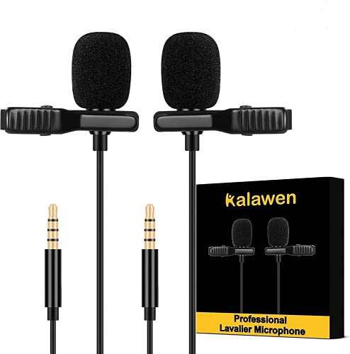 Kalawen Professional Lavalier Microphone 2 Pack, Professional Omnidirectional Condenser Mic for Android Smartphone,YouTube, Interview, Studio, Mini Microphone for YouTube Video Recording