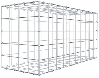 GABIONA Gabione 100 × 50 × 40 cm (L x H x T) – Steinkorb aus 4 mm Draht, Maschenweite 10 × 10 cm, C-Ring Verschluss + Gratis-Zange – ideal für Sichtschutz, Gabionenzaun, Gartenmauer und Steinkorbwand