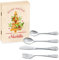Maverton Set di 4 posate per bambini con incisione + scatola in legno con stampa personalizzata - motivo animali - idea regalo neonata femmina - albero di Natale