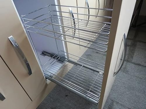 Nisko Cestello ESTRAIBILE Cucina in Acciaio Cromato Estrazione Totale - SOFT CLOSING Porta Bottiglie (Per Modulo 40cm)