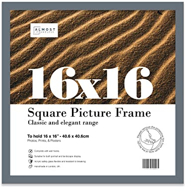 16x16 Inch Grey Square Thin Photo Frame Wall Mountable Thin Picture Frame Standard Square Photograph Size, 16 X 16(40.6 X 40.6cm)