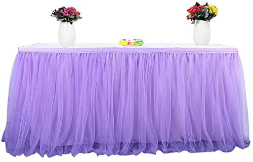 Gonna da tavolo in tulle, lunghezza 275 x altezza 76 cm, per feste, matrimoni, feste di compleanno, decorazione